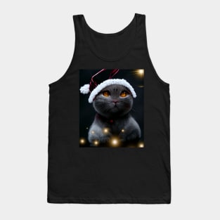 Christmas shorthair cat on a winter evening Tank Top